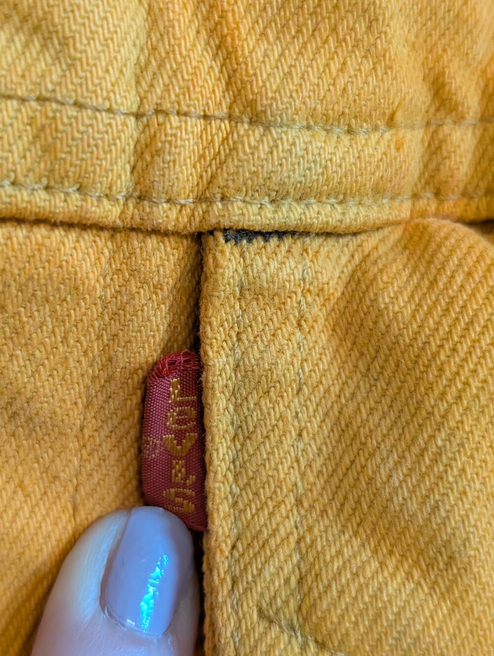 Vintage 70's Levi's Orange Denim Jacket Model 70505 O217 - Picture 6 of 11